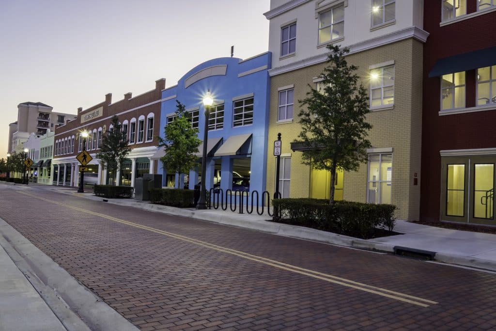 Kissimmee Florida historic district downtown area during the early morning